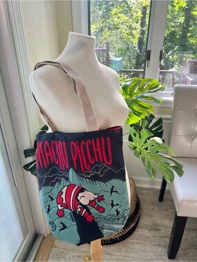 Machu Picchu Graphic Canvas Reusable Tote Bag